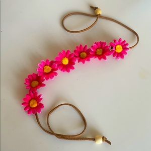 Pink daisy boho headband